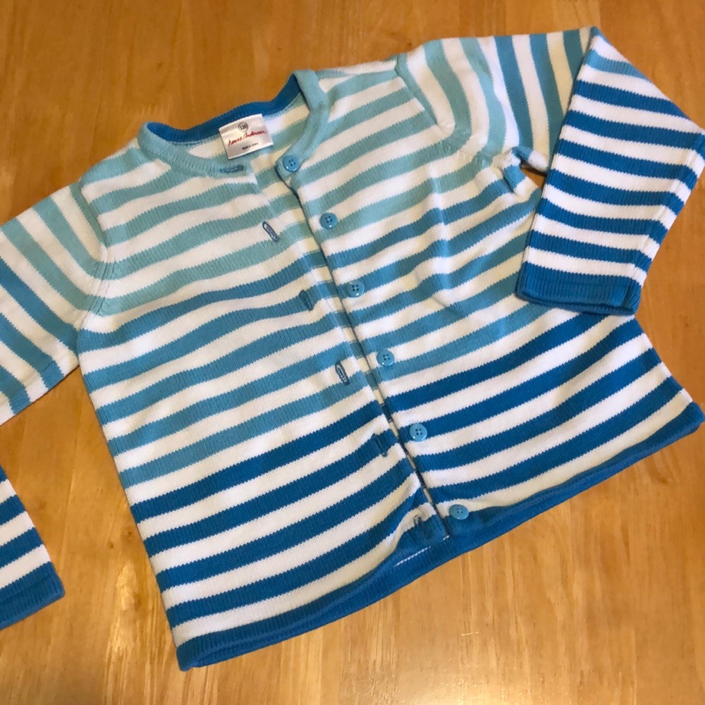 Hanna Andersson striped cotton cardigan sweater